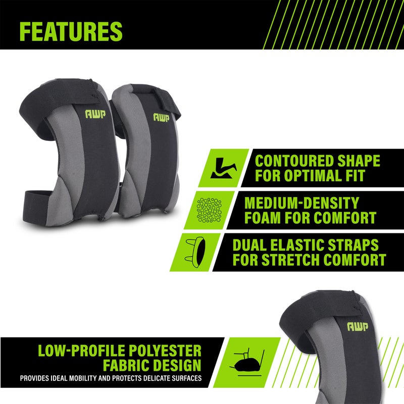 AWP Low-Profile Fabric Cap Work Knee Pads | Non-Marring Non-Scratching All-Day Comfort Knee Pads | One Size - Image 2